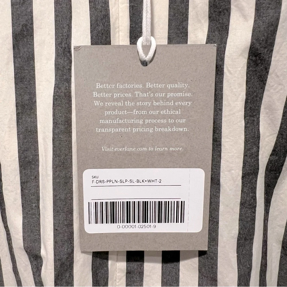 Everlane NWT The Poplin Slip Dress Bone / Black Stripe Size 2 - Picture 6 of 7